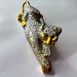 Vintage Rhinestone Cheetah Brooch